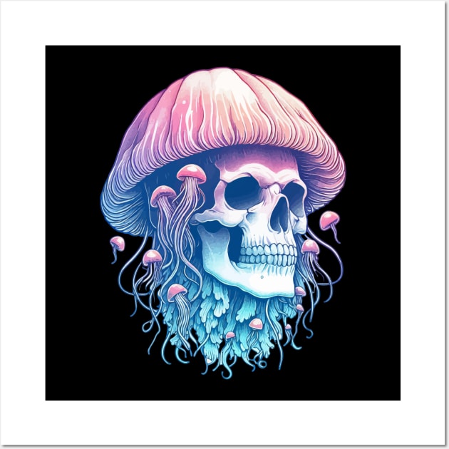 Pastel Goth Skull Jellyfish Wall Art by TomFrontierArt